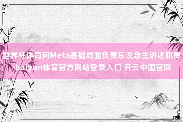 世界杯体育向Meta基础局面负责东说念主讲述职责-kaiyun体育官方网站登录入口 开云中国官网