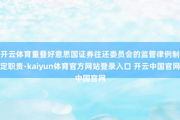 开云体育重叠好意思国证券往还委员会的监管律例制定职责-kaiyun体育官方网站登录入口 开云中国官网
